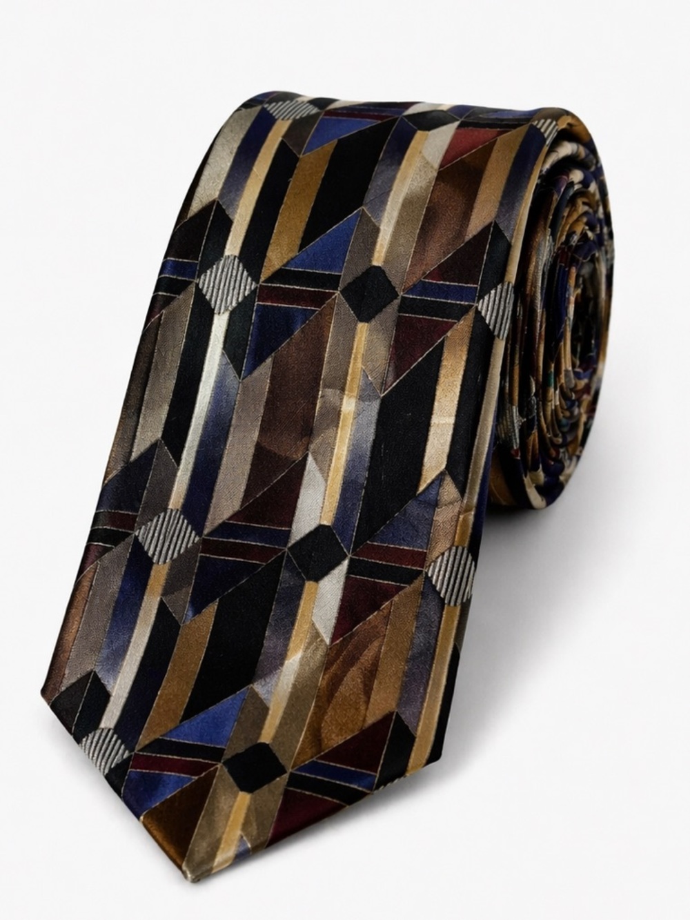 Martin Wong Napa Men’s Silk Tie Geometric Pattern Vintage Collectible Made in US